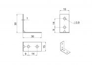 Кутник меблевий одинарний металевий GIFF 30х30х15 t=1,0